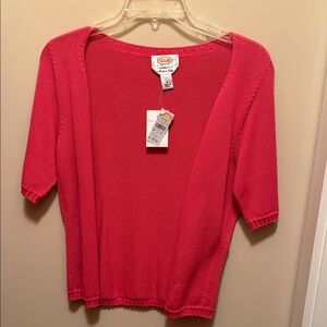 Talbots Bright Pink Open-Front Cardigan